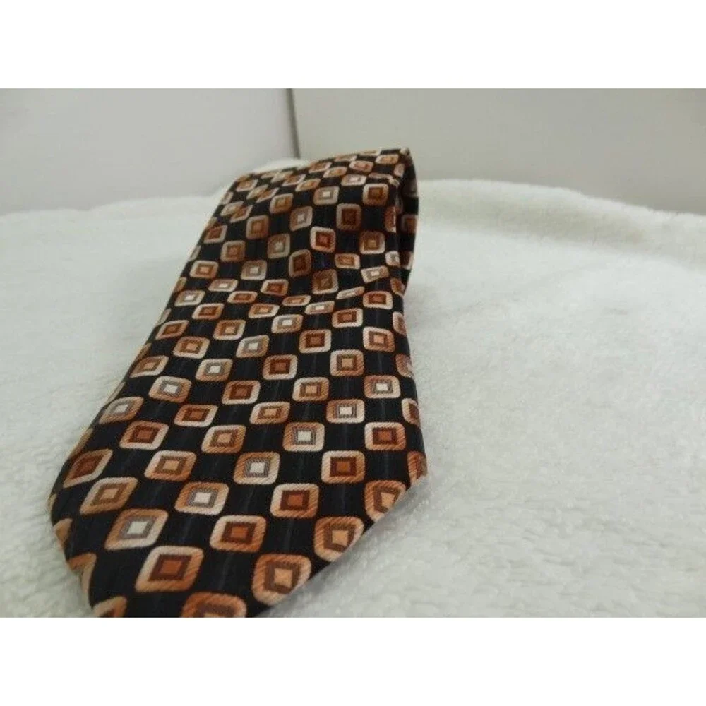 Bill Robinson Gold Squares Black Men’s Neck Tie 100% Polyester